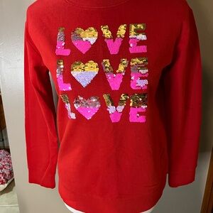 Cat & Jack Red Sequin Love Sweater
